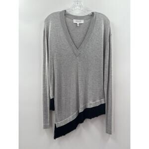Derek Lam 10 Crosby Women's Long Sleeve Cashmere/Silk Gray Sweater Fringe Small